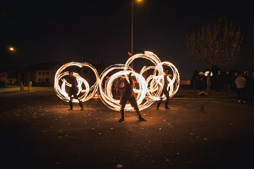 Fire show at the Landscape Party 2023 in Brno