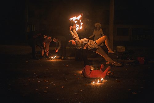 Fire show at the Landscape Party 2023 in Brno
